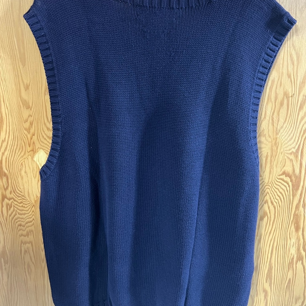 Polo by Ralph Lauren Men's XL Navy Blue Sweater Vest With Red Pony Logo - Picture 4 of 8